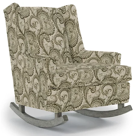 Paisley Button Tufted Rocking Chair with Wood Runners